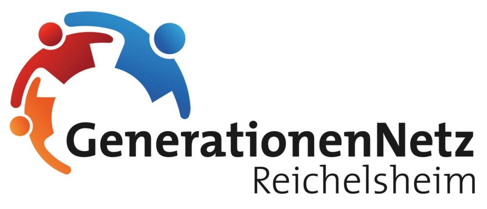 3 Menschen umarmen sich Logo GenerationenNetz Reichelsheim